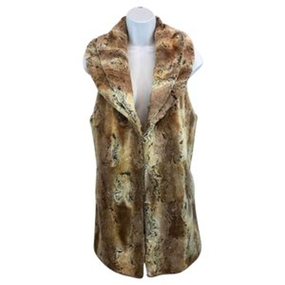 Alice + Olivia Jackets & Blazers - Alice + Olivia Beige and Brown Faux Fur Vest S P